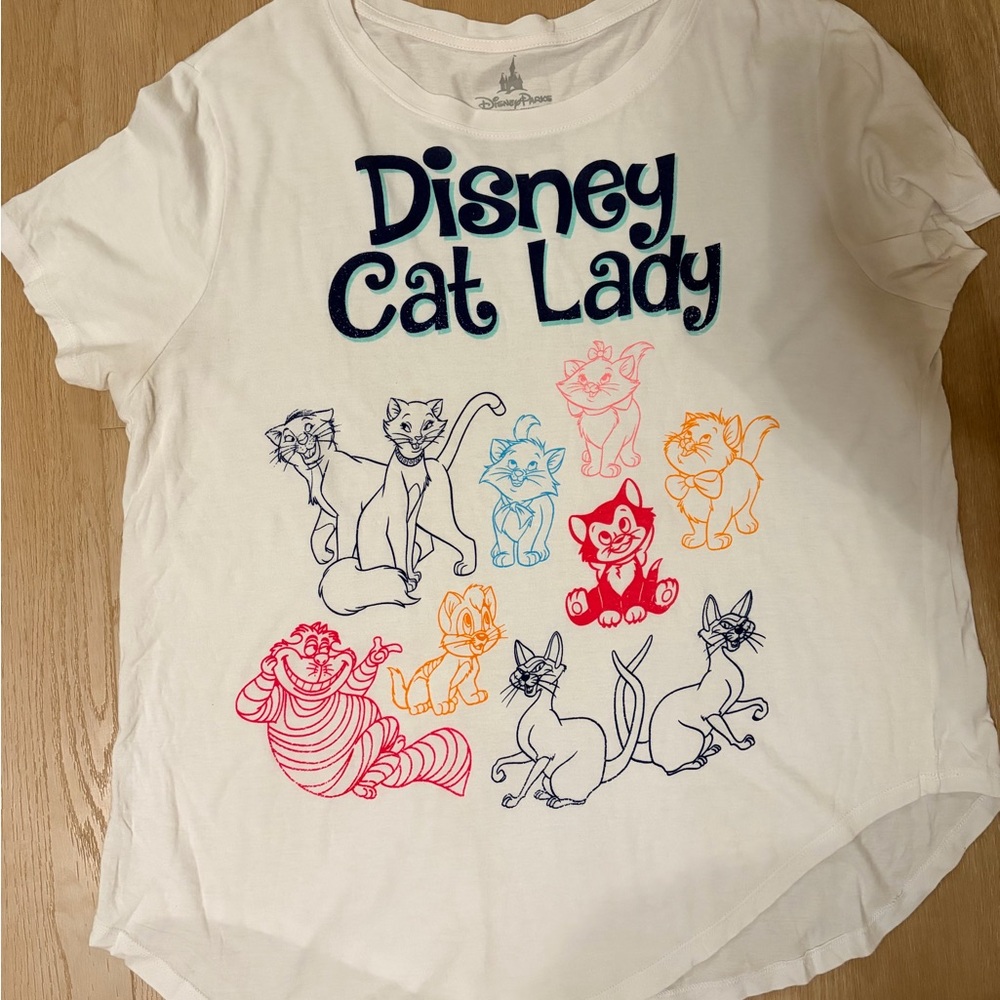 Disney Cat Lady Tee - White with Colorful Cats